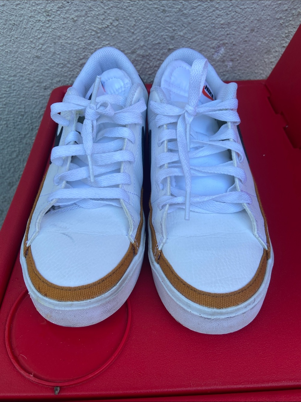 Nike White Low-Top Sneakers with Brown Accent